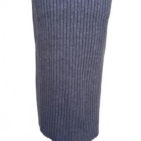 THE DROP🩶RIBBED LONG-SLEEVE KNIT MIDI DRESS – Cozy Chic in Heathered Blue-Gray - Picture 3 of 6